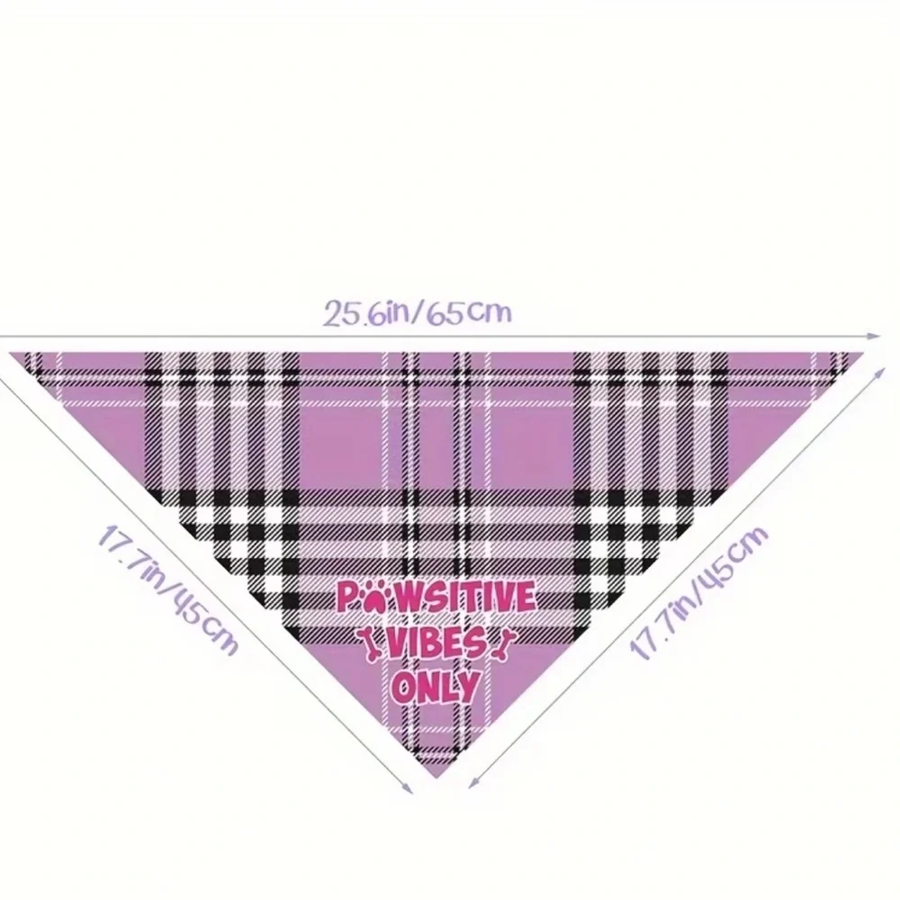 Pet Bandana Plaid Orange with Caption ‘Dog Kisses Heal Everything’ OS